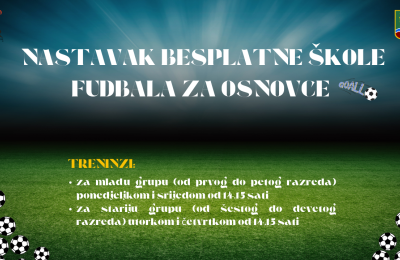Nastavak besplatne škole fudbala za osnovce