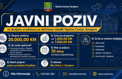 Objavljen javni poziv za dodjelu sredstava