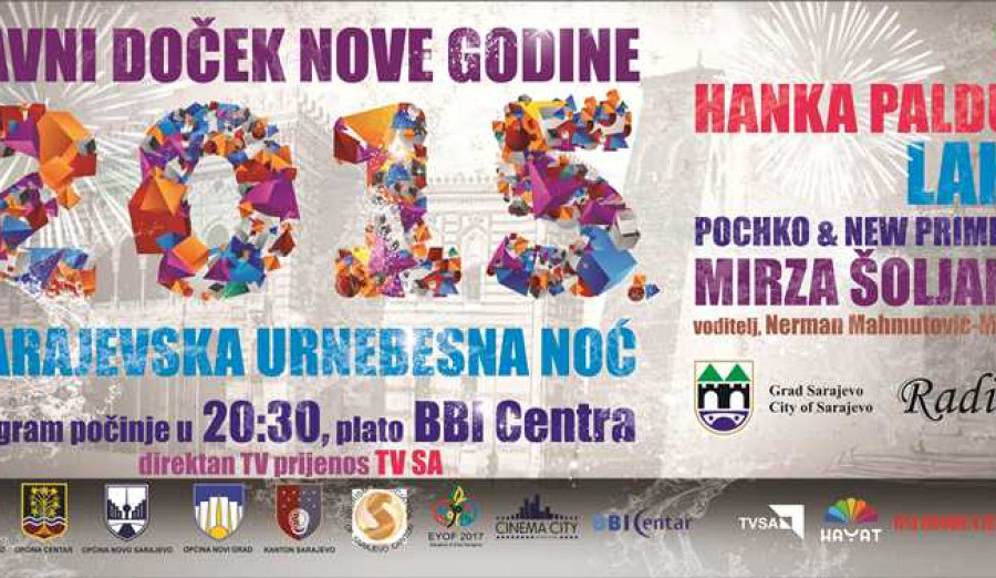 Javni doček Nove 2015. pod sloganom ''Sarajevska urnebesna noć''