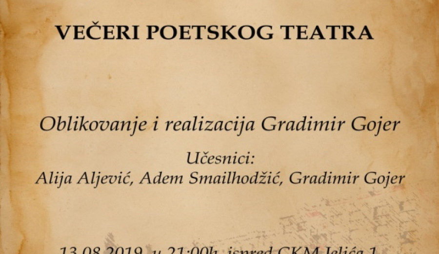Večeri poetskog teatra u organizaciji Centra kulture i mladih