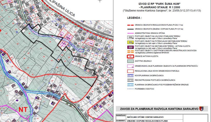 Odluka o pristupanju izradi Izmjena i dopuna Regulacionog plana „Park-Šuma Hum“ upućena na javni uvid i javnu raspravu