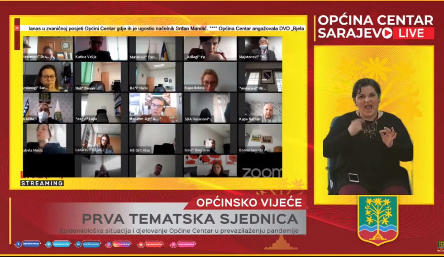 Sutra nastavak tematske sjednice Općinskog vijeća Centar o epidemiološkoj situaciji i djelovanju Općine Centar u prevazilaženju pandemije