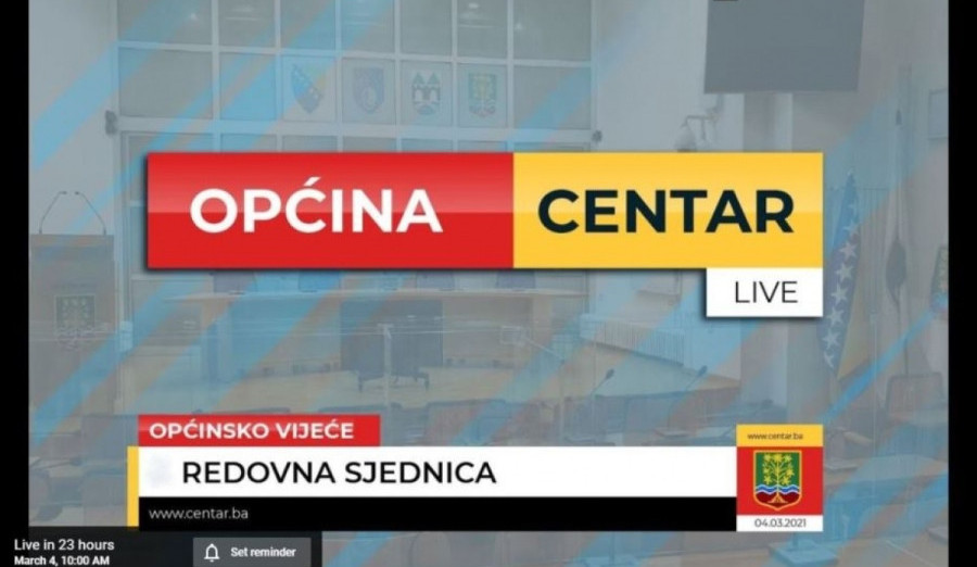 Sutra 4. redovna sjednica Općinskog vijeća Centar