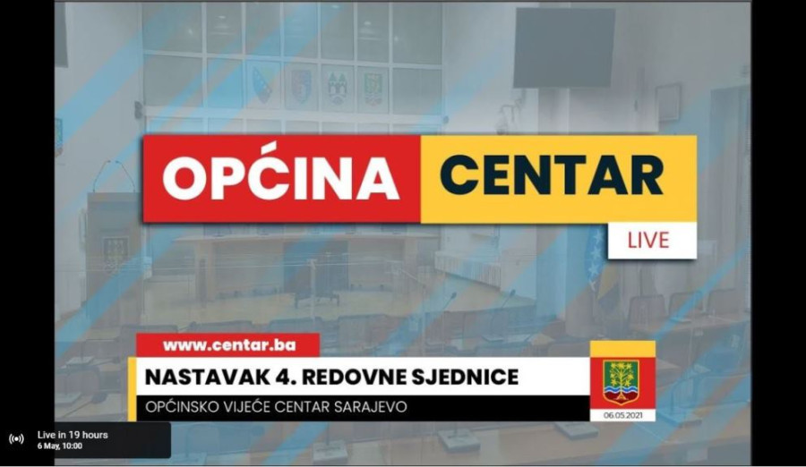 Sutra nastavak 4. redovne sjednice Općinskog vijeća Centar