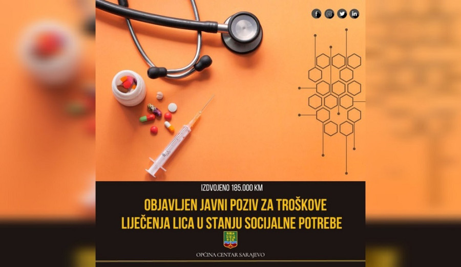 Objavljen javni poziv za troškove liječenja lica u stanju socijalne potrebe