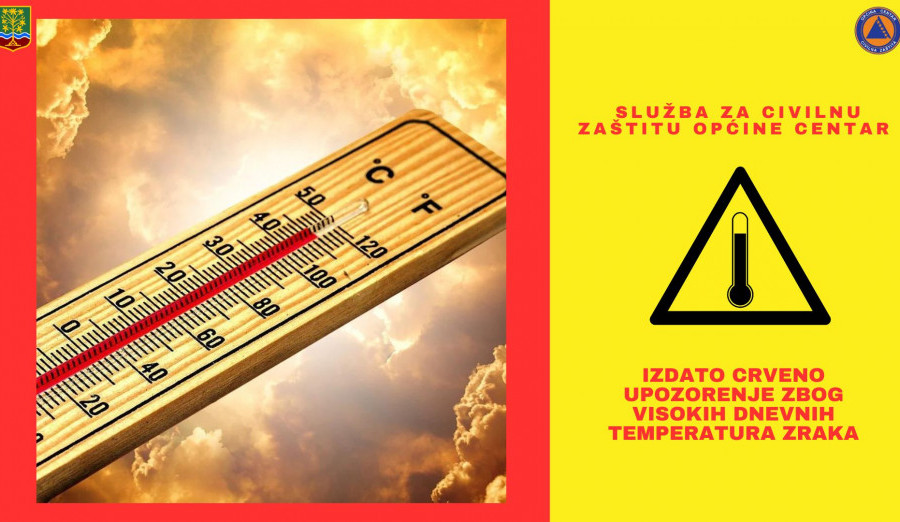 Izdato crveno upozorenje zbog visokih dnevnih temperatura zraka