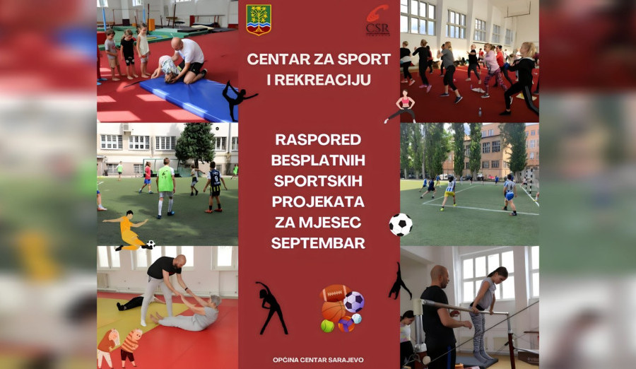 Raspored besplatnih sportskih projekata za mjesec septembar