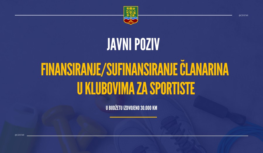 Javni poziv za finansiranje/sufinansiranje članarina u klubovima za sportiste