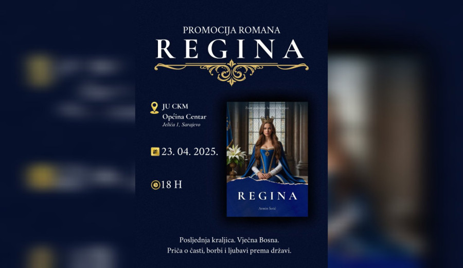 Danas promocija romana „Regina“ u Centru kulture i mladih