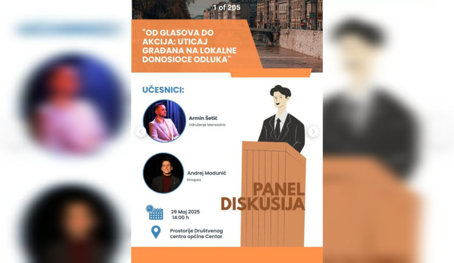 Sutra će u Društvenom Centru Općine Centar biti održana panel diskusija