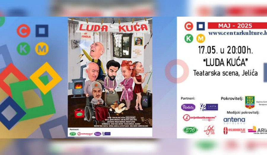 Sutra predstava „Luda kuća“ na teatarskoj sceni Jelićeve