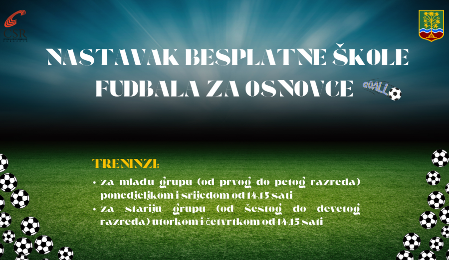 Nastavak besplatne škole fudbala za osnovce