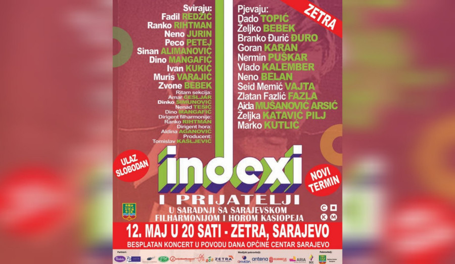 Večeras besplatni koncert „Indexi i prijatelji“