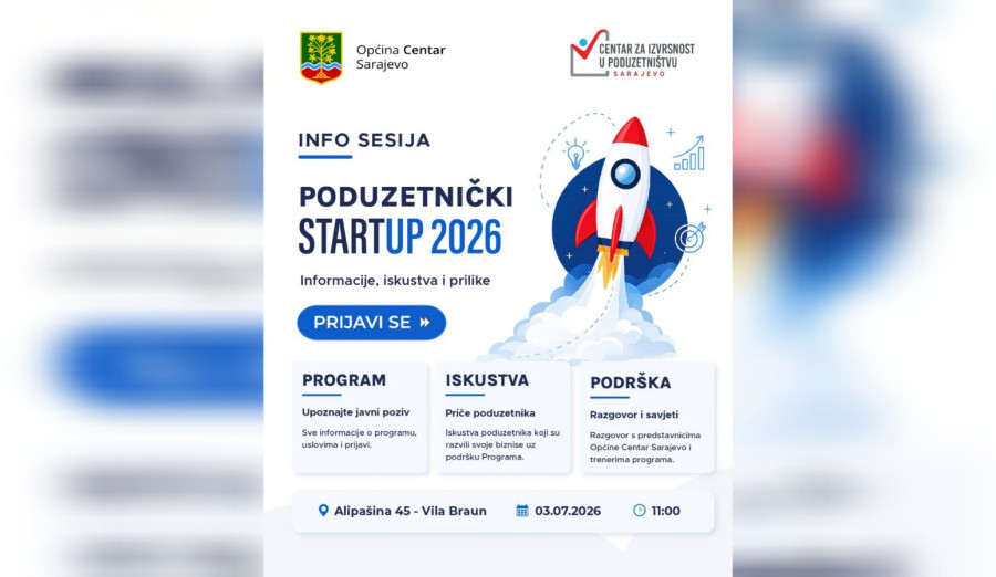 U petak info sesija „Poduzetnički StartUp 2026“